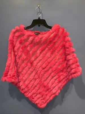 BCBGMAXAZRIA Pink Rabbit Fur Poncho Hot Pink • $34