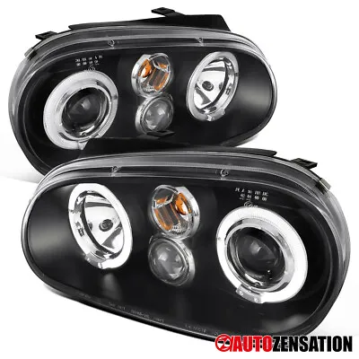 LED Halo Fit 1999-2006 VW Golf MK4 1999-2002 Cabrio Black Projector Headlights • $120.64