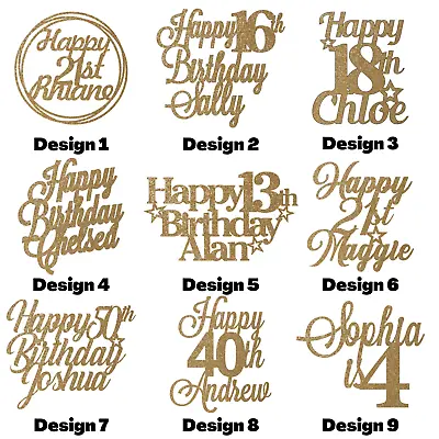 Personalised Happy Birthday Cake Topper Any Age Any Name 16 18th 21st 30th 50th • £2.69