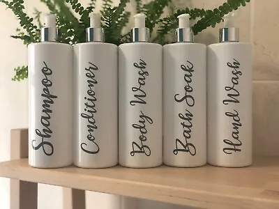 Ten Personalised Bathroom Pump Bottles Shampoo Conditioner Hand Wash Lotion • £4.99