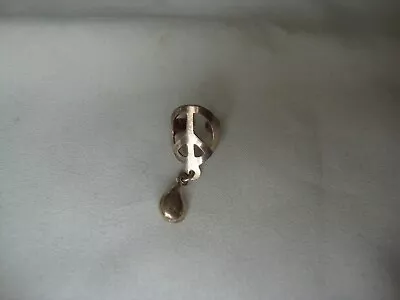 VINTAGE 1970s PEACE SIGN W/DANGLING TEAR STERLING SILVER 925 CUFF DROP EARRING • $7.99