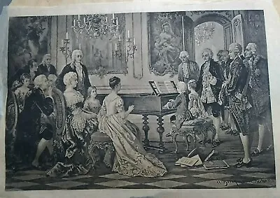 Mozart And His Sister Before Maria Theresa 1800s ANTIQUE PRINT • $20