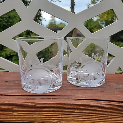 Maker's Mark Bourbon Glasses Tumblers - Set Of 2 Etched / Frosted & Clear • $9.99