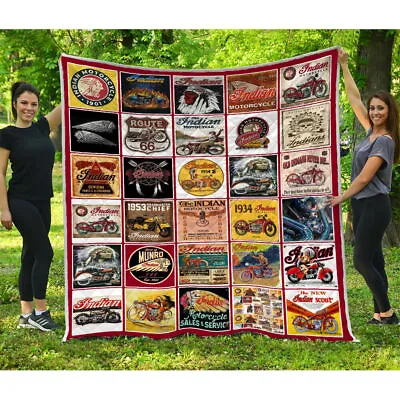 Indian Motorcycle Quilt Indian Motorcycle Vintage Quilt Blanket Soft And Cozy • $79.95