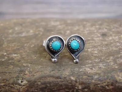$16.99 • Buy Zuni Indian Jewelry Sterling Silver Turquoise Tear Drop Post Earrings - Walela