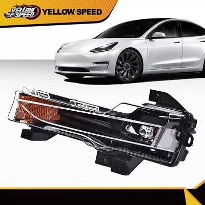 Left Fascia Fog Light Lamp Amber Drl Up-level Fit For 2017-2023 Tesla Model 3 Y • $50.40