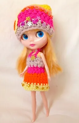 Crochet Dress And Hat For Blythe. Or Tangkou Doll. Bjd. Blythe. Christmas Gift • £7.99