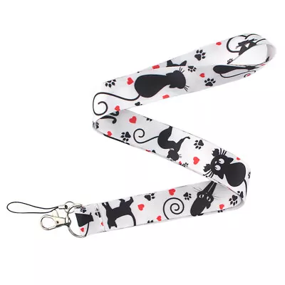 Black Cat Neck Strap Lanyards ID Card Keys Clip Hang Rope Mobile Phone Rope • $7.39