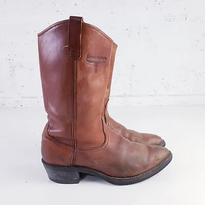 Vintage Mason Western Work Boots Pull On  Mens 10.5 Brown Leather Cowboy • $59.99