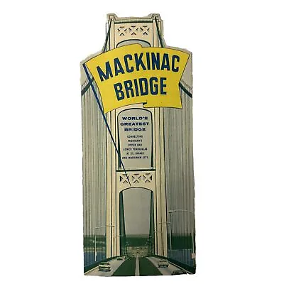 Vintage Mackinac Bridge St Ignace Mackinaw City Michigan Brochure Toll Rates • $6