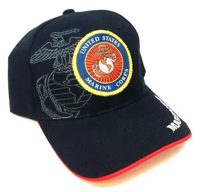 Black Usmc United States Marine Corps Globe Logo Marines Hat Cap Adjustable Nwt • $12.95