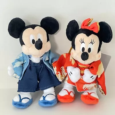 Disney Plush Mickey Mouse & Minnie Kimono Japan Keychain Disney Store Set Of 2 • $47.80