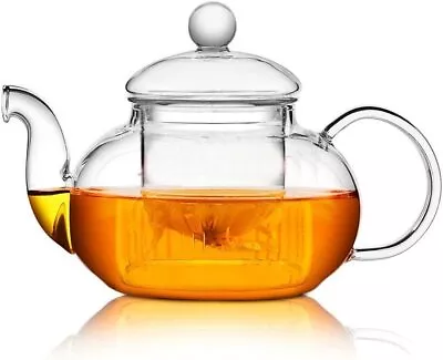 Glass Teapot With Infuser Clear Tea Pot Stovetop Safe Blooming And 400ml • $23.74