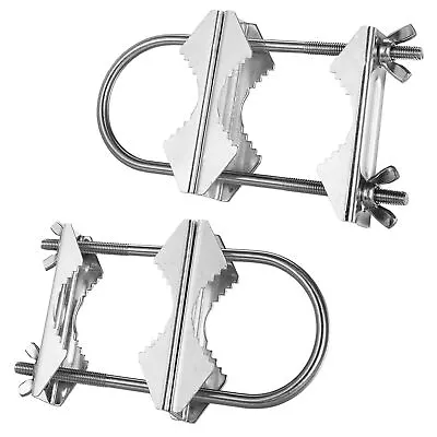 $12.99 • Buy Double Antenna Mast Clamp V Jaw Block With U Bolts Heavy Duty Anti-Rust Mast TJ8