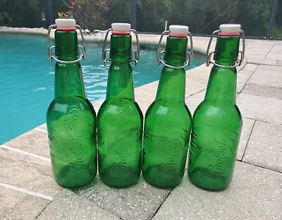 $15.99 • Buy GROLSCH Beer Green Glass 16oz. Bottle Porcelain Flip Swing Top Lot Of 4