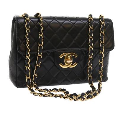 CHANEL Big Matelasse Chain Shoulder Bag Leather Black CC Auth Fm2835 • $4224