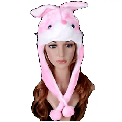 $8.19 • Buy Pink Bunny Rabbit Aviator Pilot Party Halloween Costume Animal Plush Hat S