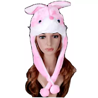 $8.19 • Buy Pink Bunny Rabbit Aviator Pilot Party Halloween Costume Animal Plush Hat S