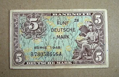 Germany 5 Deutsche Mark 1948 P-4a US Army Command Post WWII Choice VF+ • $25.76