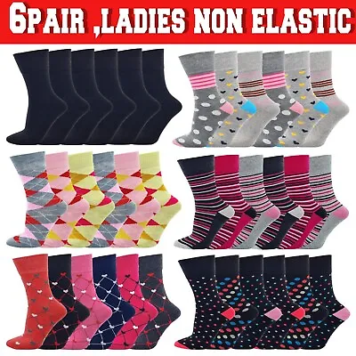 Ladies  Diabetic Socks Womans Gentle Non Elastic Loose Grip Soft Top 6 Pairs • £6.45
