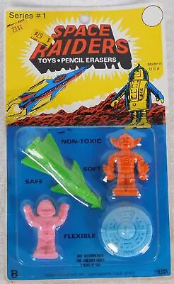 Vintage 1970's Diener Space Robot UFO Creatures Pencil Erasers New On Card • $39.99