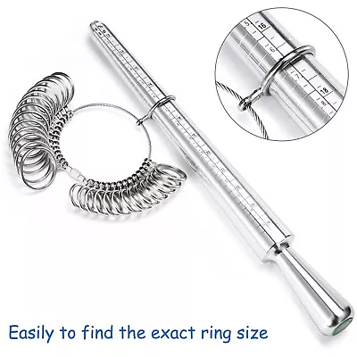 Metal Ring Sizer Guage Mandrel Finger Sizing Measure Stick Standard Jewelry Tool • $8.95