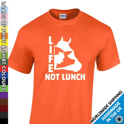 Mens Life Not Lunch T Shirt - Vegan Veggie Tshirt Vegetarian Diet Activist Tee • $12.44