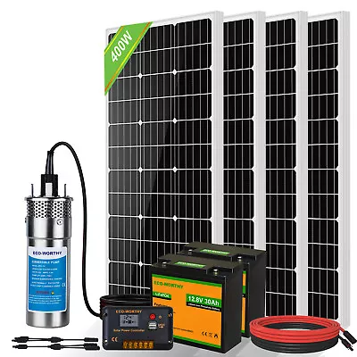 400W 24V Solar Well Water Pump Kit  30AH Lithium Battery Solar Panel&Controller • $699.99