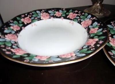 Victoria's Garden Arita Japan 1 NEW Dinner Plate Platter Pink Roses Black 11 W • $24
