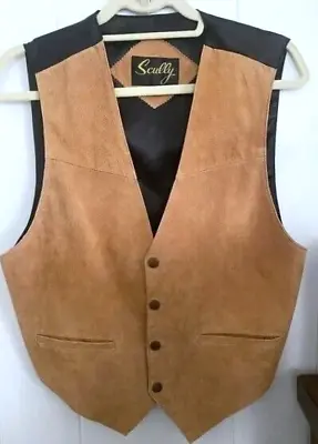 Vintage Scully Suede Leather Vest 90's Western Oklahoma Snap Button Men's Large • $64.99