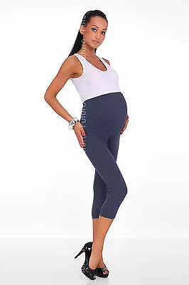 Maternity Leggings Cropped 3/4 Length Cotton Over Bump Size 8 - 20 • £6.99