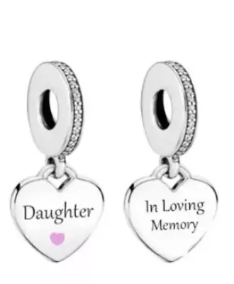 Daughter Memorial Heart Charm In Loving Memory Genuine 💜 925 Sterling Silver • £17