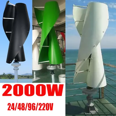 2000W Wind Turbine Generator 48V 96V 220V Vertical Helix Wind Power Turbine Kits • $1539.99