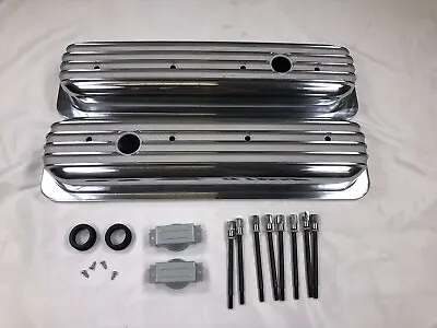 SBC Vortec & TBI Retro Finned Chevy 350 Tall Aluminum Valve Covers Center Bolt • $98.99