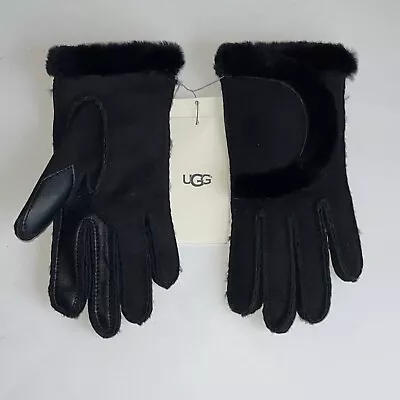 NWT $155 UGG Women's Exposed Sheepskin Seam Gloves Black 20027 Size S • $85