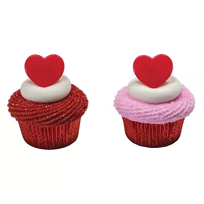 Valentines Cupcake Toppers Red Hearts Cake Decorations Party Favors - 12 Pack • $2.97