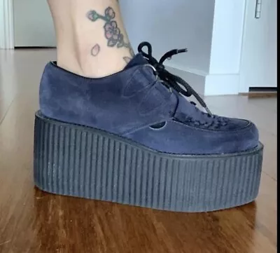£85.33 • Buy Platform Unisex Shoes Undergroud Triple Sole Wulfrun Blue Suede Creepers UK Punk