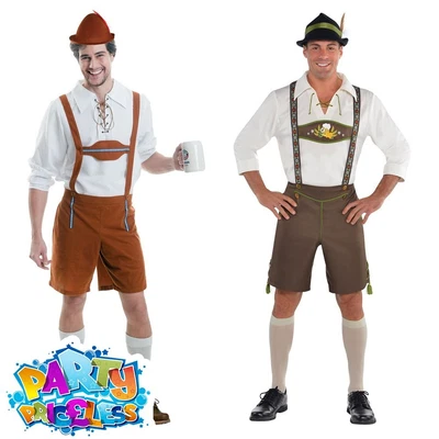 £26.99 • Buy Mens Bavarian Oktoberfest Costume German Lederhosen Fancy Dress Outfit 