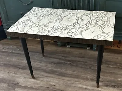 Mid Century Modern Wood End Table Side Table Formica Marble Top Rectangle • $99.99