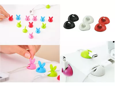 Lots Of Cable Clip Desk Tidy Wire Drop Lead USB Charger Cord Holder Secure Table • $5.89