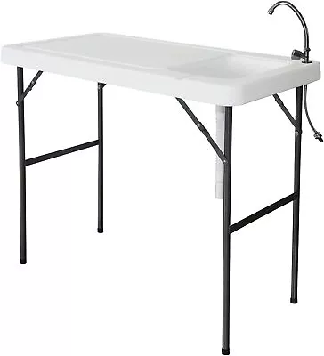 Folding Fish Cleaning Table With Sink And Faucet Portable Outdoor Sink Station • $78.99