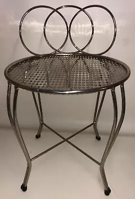 Vintage MCM Vanity Chair Makeup Chrome Hollywood Bedroom Deco Decor ~21  High • $29.99