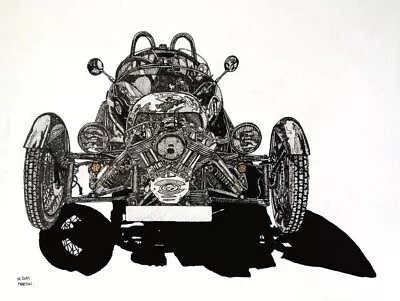 Morgan Three-wheeler Morgan 3 Wheeler M3w Art/original Drawing (not A Print) • $347.31