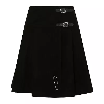 Tartanista 20   - 51cm  Black Pleated Wraparound Billie Kilt Skirt • $22.33