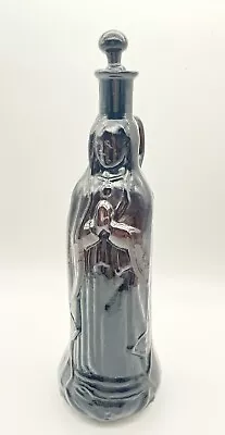 VTG Hand Blown Virgin Of Guadalupe Madonna Mary Holy Water Bottle Dark Amber • $48