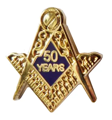 Square & Compasses 50 Years Cut Out Freemasonry Masonic Pin Badge • £6.25