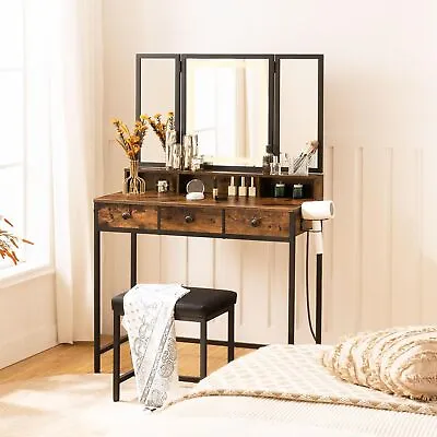 LARMNEE Vanity Desk Set With Power Outlet Vanity Table 16.1 L X 11.6 W X 16.5 H • $189.99