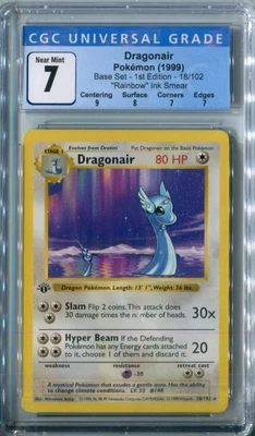 $350 • Buy Pokemon CGC 7 Dragonair 18/102 RAINBOW Error Misprint Smear 1st Ed Base