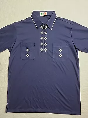 Vintage Geno Italian Style Polo Shirt  1/4 Zip Men's Size Large Blue • $19.99