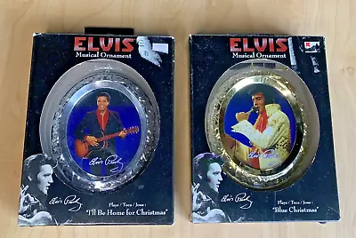 2 ELVIS PRESLEY MUSICAL ORNAMENTS Plays Christmas Song With Box • $23.99